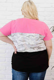 Plus Size Leopard Color Block T-Shirt