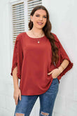 Plus Size Round Neck Frill Trim Blouse