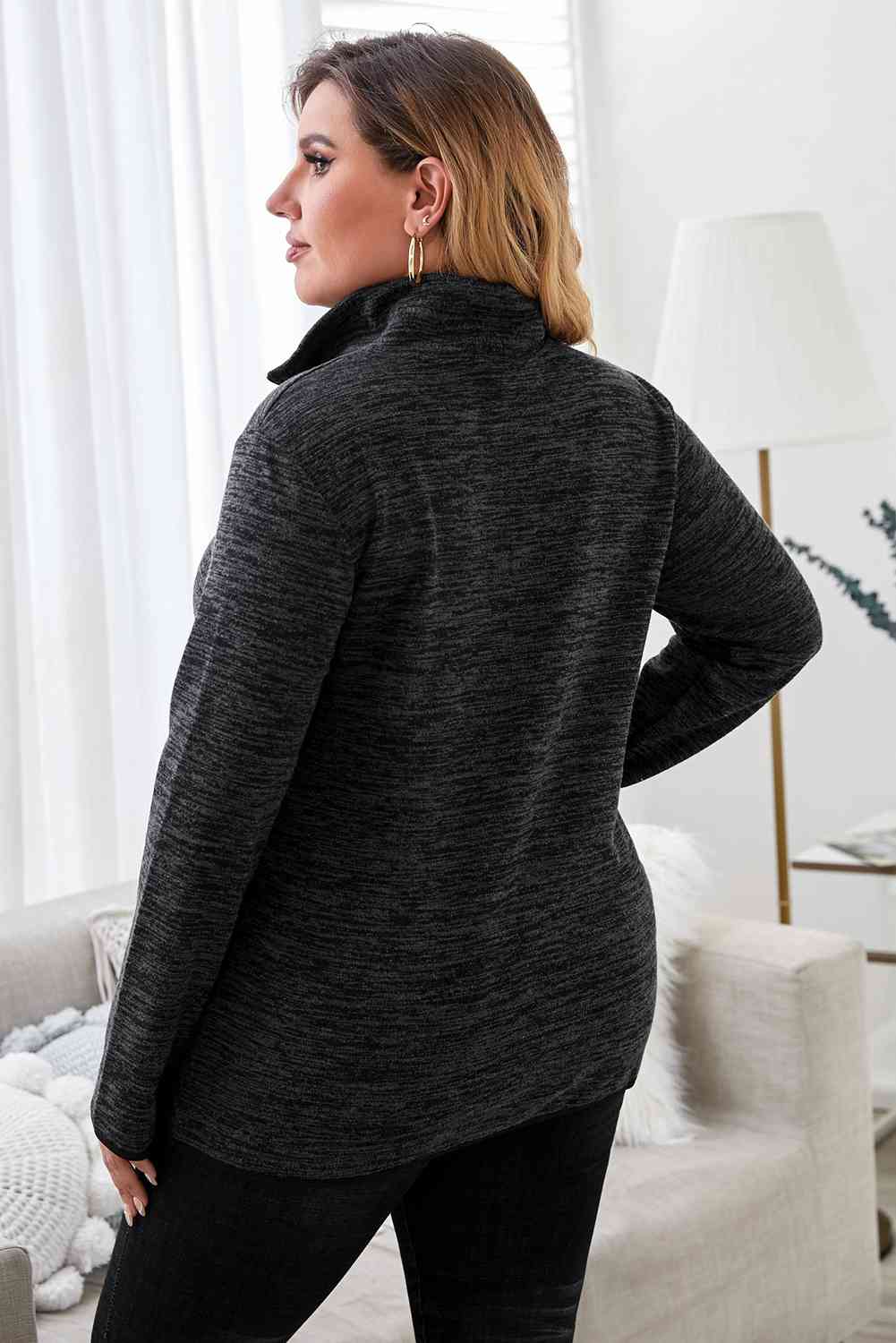 Plus Size Heathered Quarter Zip Pullover