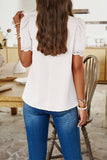 Ruched Mock Neck Short Sleeve Blouse