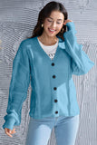 Button Up V-Neck Drop Shoulder Long Sleeve Cardigan