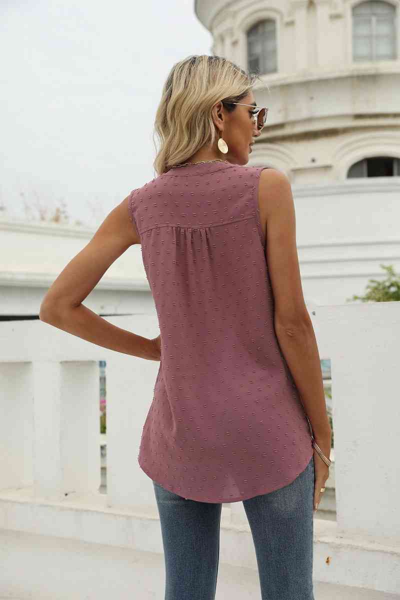 Swiss Dot Notched Neck Tank