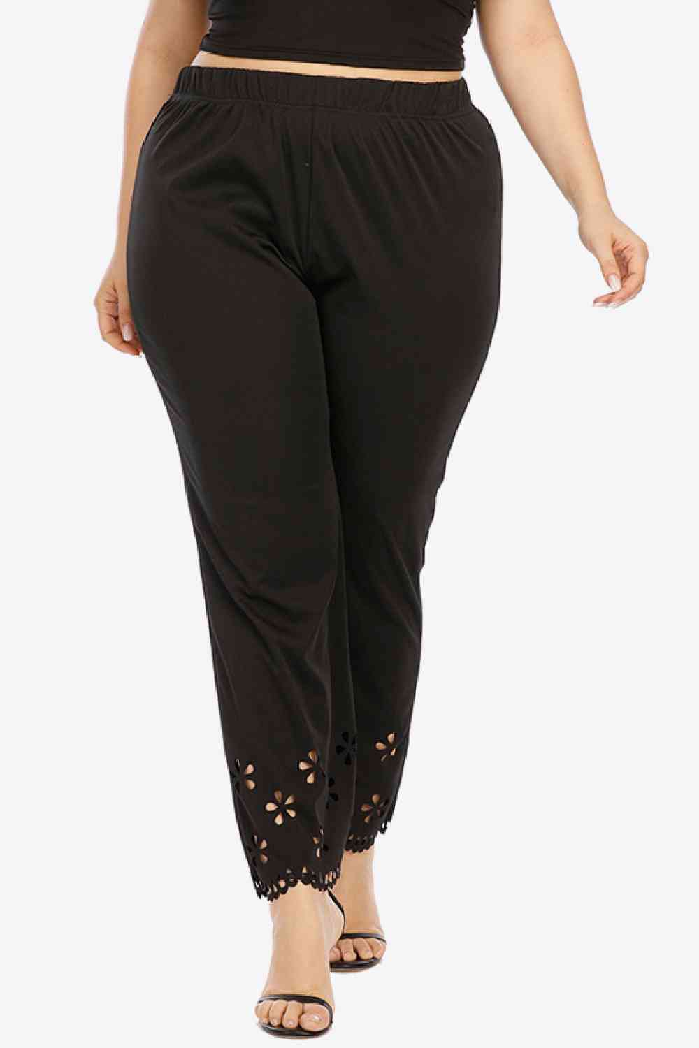 Plus Size Openwork Elastic Waist Pants