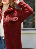 Texture Button Up Dropped Shoulder Coat