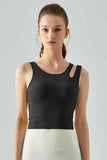 Ribbed Round Neck Sports Tank Top