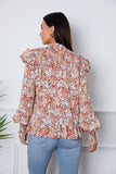 Floral Smocked Lantern Sleeve Ruffled Blouse