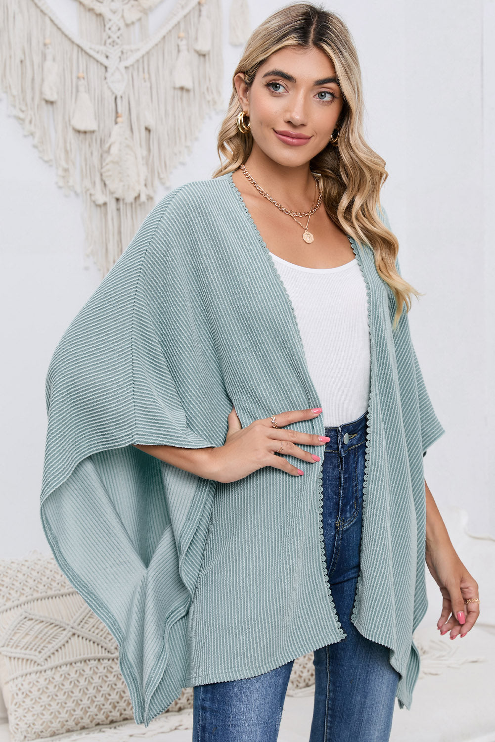 Open Front Dolman Sleeve Cardigan