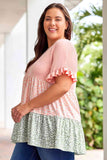 Plus Size Leopard Tiered Blouse