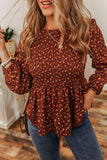 Floral Smocked Ruffle Hem Long Sleeve Blouse