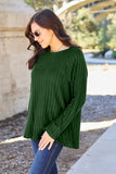 Basic Bae Full Size Ribbed Round Neck Long Sleeve Knit Top