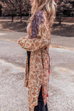 Floral Tassel Tied Open Front Long Sleeve Cardigan