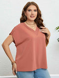 V-Neck Short Sleeve Blouse