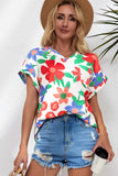 Floral V-Neck Short Sleeve Top