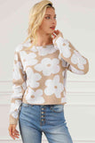 Floral Print Round Neck Drop Shoulder Sweater