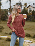 Ribbed Round Neck Long Sleeve Tee