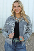 Ribbed Leopard Distressed Button Up Jacket