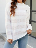 Striped Mock Neck Dropped Shoulder Sweater