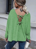 Full Size Round Neck Dropped Shoulder Tied T-Shirt