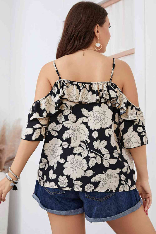 Plus Size Floral Spaghetti Strap Blouse