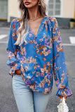 Floral Print Flounce Sleeve Blouse