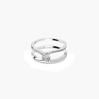 Twisted Inlaid Zircon Double-layered Ring