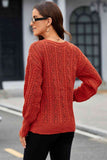 Cable-Knit Round Neck Long Sleeve Sweater