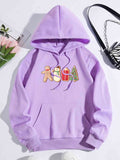 Graphic Drawstring Hoodie with Pocket