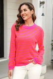 Striped Round Neck Dropped Shoulder Sweater