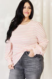 Celeste Full Size Long Bishop Sleeve Striped Top