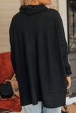 Cowl Neck Long Sleeve Slit Blouse