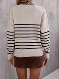 Striped V-Neck Drop Shoulder Sweater