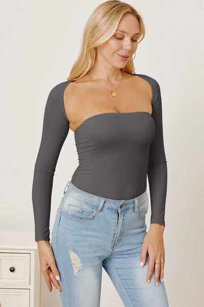 Cutout Raglan Sleeve Bolero and Tube Top