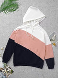 Color Block Drawstring Pocketed Hoodie