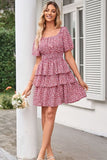 Floral Smocked Short Sleeve Layered Dress