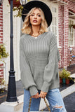 Ribbed Drop Shoulder Lantern Sleeve Sweater