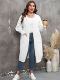 Plus Size Long Sleeve Pocketed Cardigan