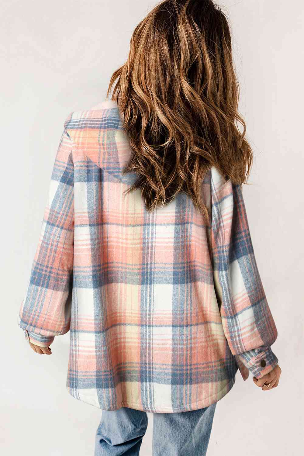 Plaid Snap Down Hooded Jacket