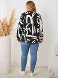 Plus Size V Neck Contrast Color Printed Shirt