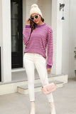 Striped Round Neck Dropped Shoulder Sweater