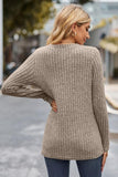 Ribbed Half Button Long Sleeve Knit Top