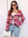 Striped Openwork Tied Cardigan