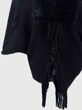 Open Front Fringe Hem Poncho