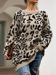 Leopard Round Neck Tunic Sweater