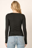 Mittoshop Ruched Long Sleeve Slim Top