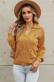 Openwork Lantern Sleeve Sweater