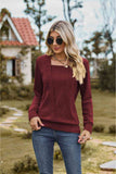 Square Neck Long Sleeve Blouse