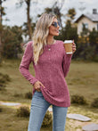 Ribbed Round Neck Long Sleeve Tee