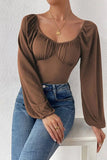 Ruched Balloon Sleeve Bodysuit