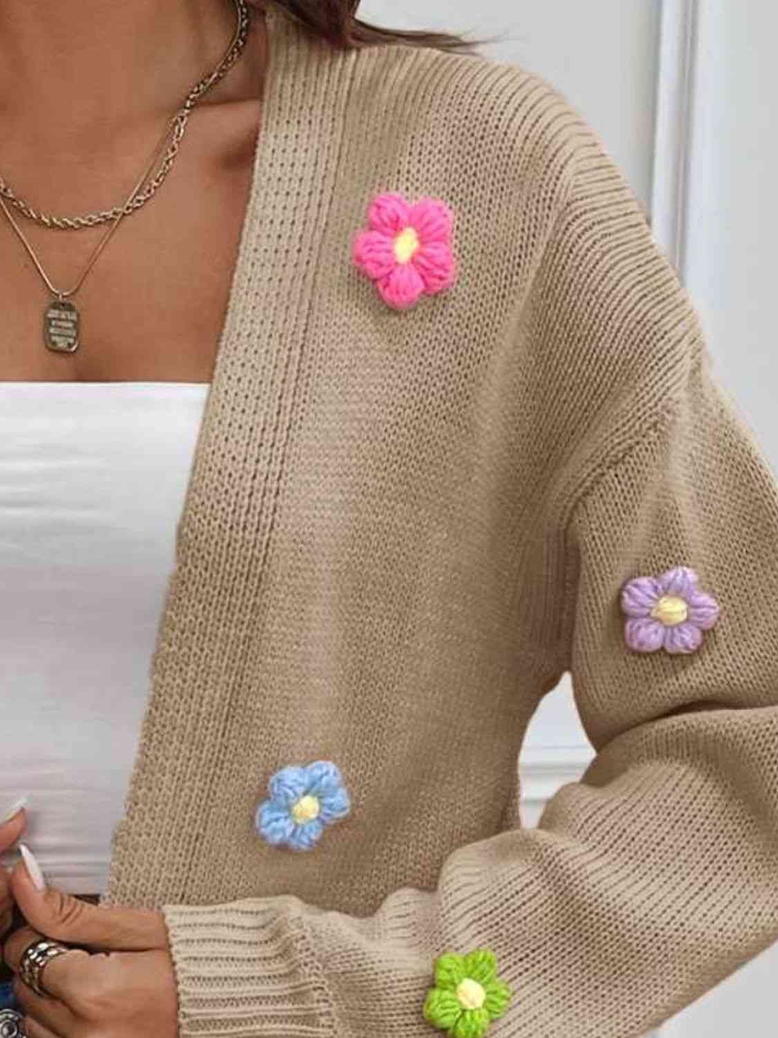 Floral Long Sleeve Open Front Cardigan