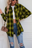 Plaid Button Up Dropped Shoulder Outerwear